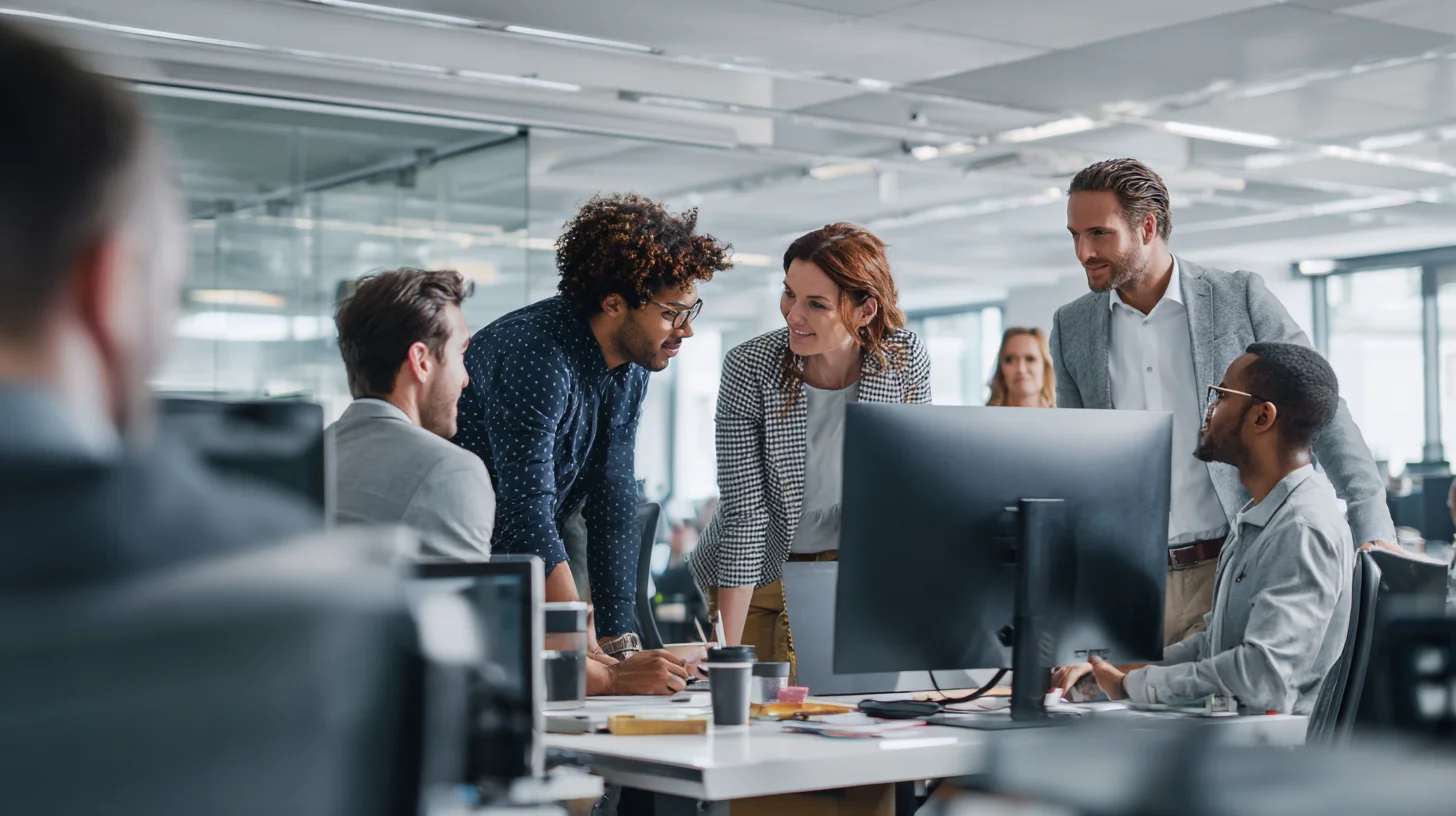 Recruiting team collaborating in office — Augtal for recruiting firms